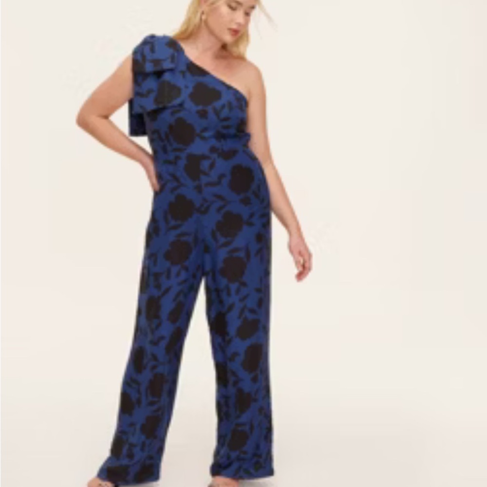NWT kate spade Blue & Black One-Shoulder Floral Jumpsuit